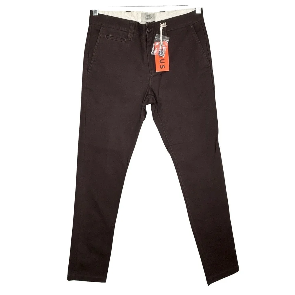 Deus Ex Machina Ford Pants 30X32 Mid Rise Straight Leg Pockets Brown Minimalist